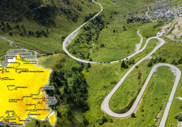 carte tour de france avec photo route de montagne