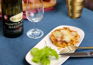 Galette de Crozets tomme des bauges et vons de Savoie